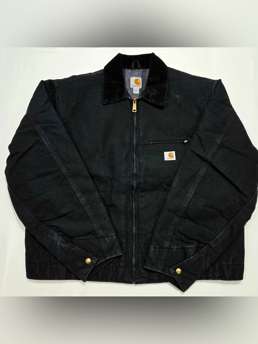 Carhartt Detroit Jacket Black Blanket Lined Men XL USA
